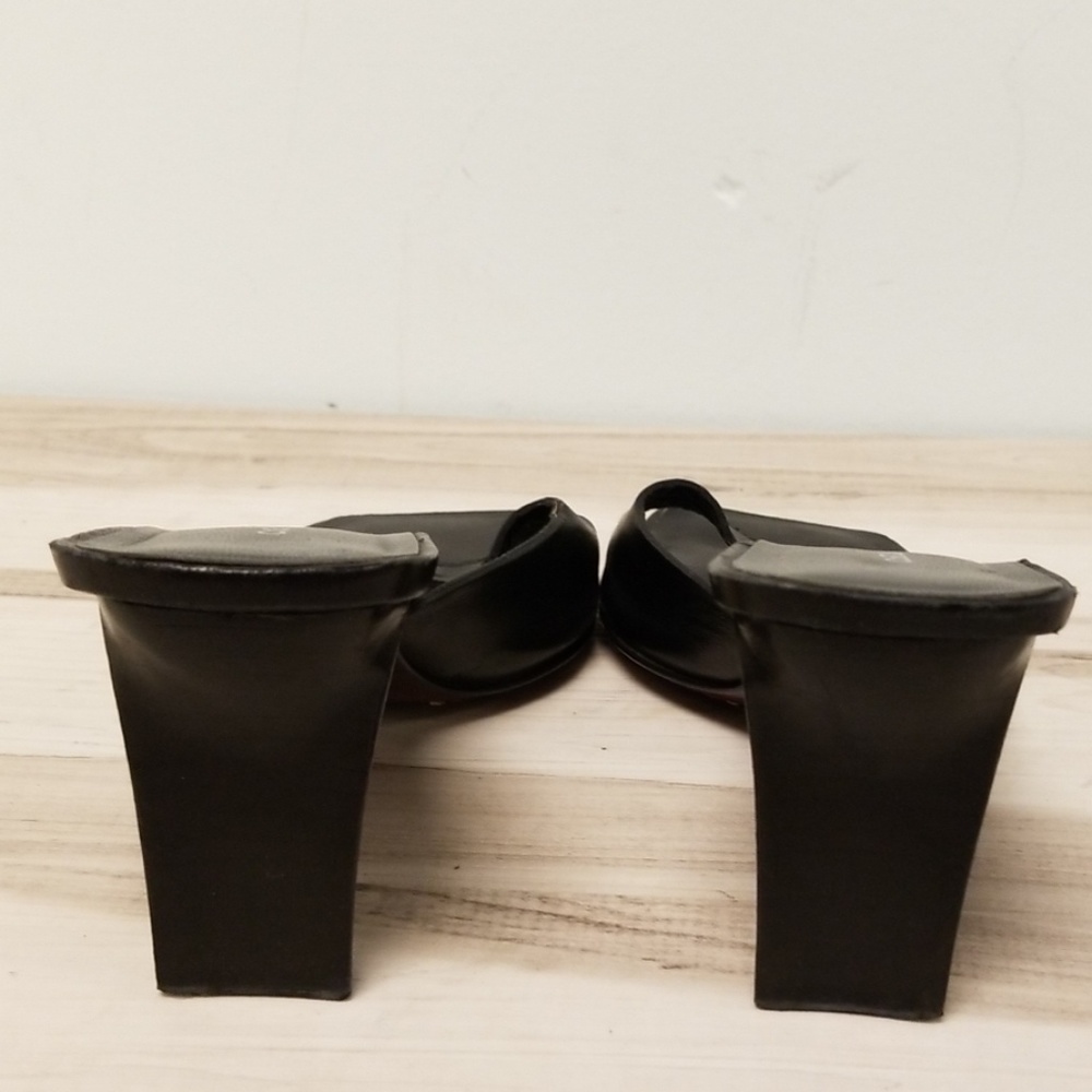 Costume National Black Leather Slide On Heels 36 - Picture 4 of 7